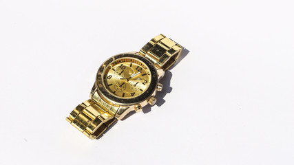 golden wristwatch old metal accessory