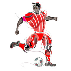 Soccer player with graphic trails