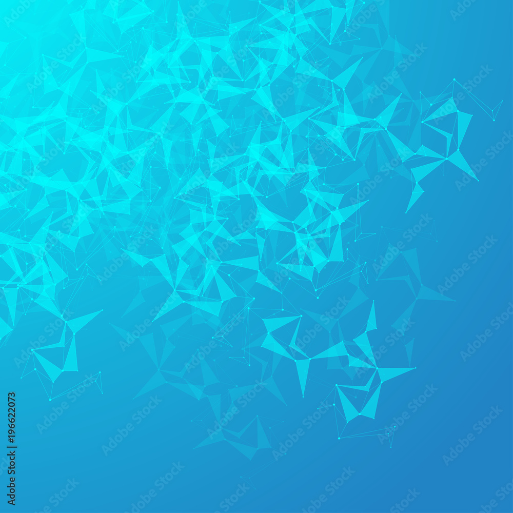 Poster Molecule DNA and communication background. Connected lines with dots. Geometric abstract composition neuron. Concept science, chemistry, biology, medicine, technology, illustration