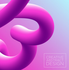 Vector illustration of 3d abstract background in pink and violet colors, imitation of neon gradient blend 3D effect for cover design with place for logo.