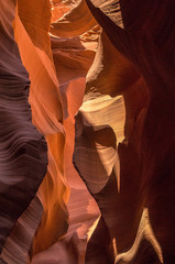 Antelope Canyon, Arizona. Erosion of sandstone rocks in an underground gorge. Tourist attraction of the USA