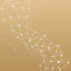 Golden structure molecule atom dna and communication background. Concept of neurons. Connected...