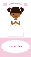 Communion Reminder Girl with white and pink dress