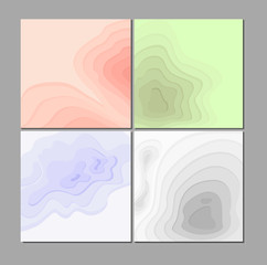 Vector illustration set of paper abstract backgrounds in pastel colors with 3D effect. Carving art, cut shapes.