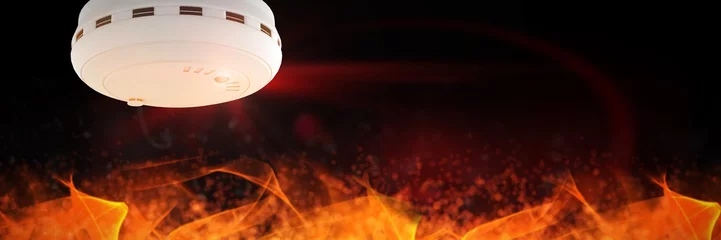 Cercles muraux Flamme Image composite du détecteur de fumée et d& 39 incendie