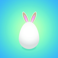 The easter hare hides behind egg