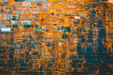 ancient brick facade with orange texture