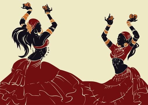 Tribal Fusion bellydance dancer stencil silhouette graphic design