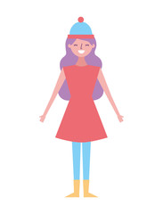 woman wearing warm winter clothes hat vector illustration 