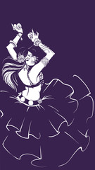 Tribal Fusion bellydance dancer line drawing graphic design