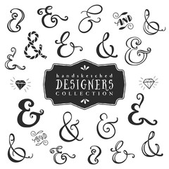 Vintage decorative ampersands collection. Hand drawn vector design elements.