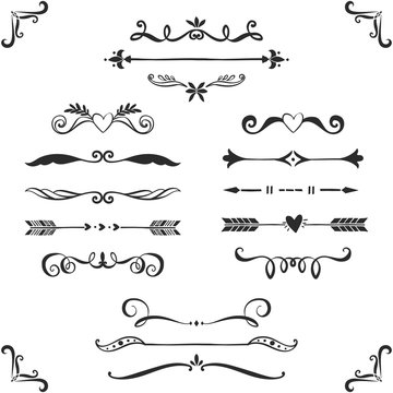 Vintage decorative text dividers collection. Hand drawn vector design elements.