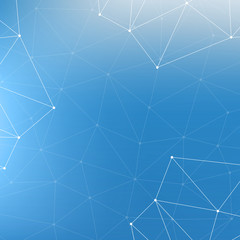 Geometric graphic background molecule and communication. Big data complex with compounds. Lines plexus, minimal array. Digital data visualization. Scientific cybernetic illustration.