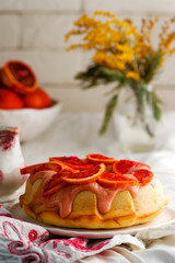 BLOOD ORANGE POUND CAKE WITH AN ORANGE ZEST ICING