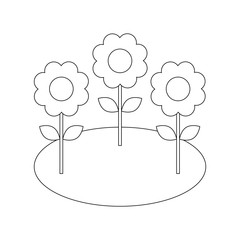 natural flowers petal leaves ornament vector illustration thin line