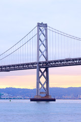 Fototapeta na wymiar Bay Bridge and Port of Oakland in the background, California, USA