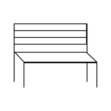 wooden bench furniture park decoration vector illustration thin line