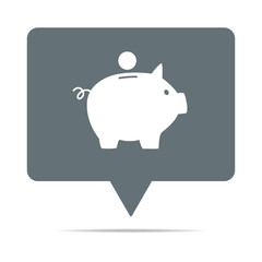 Graue Sprechblase mit Sparschwein