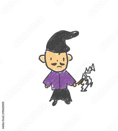 お祓いが得意な神主さん 僕の街のみんな 子供の落書き風 ゆるいイラスト Wall Mural Koukichi Takahashi