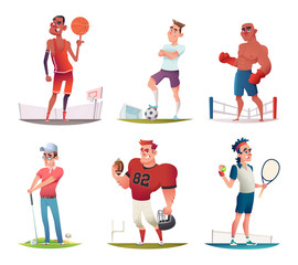 Funny Cartoon Characters design. Vector illustration set