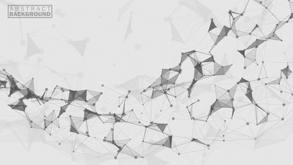 Design of an abstract background surface of lines of points and triangles. Plexus design. Vector illustration