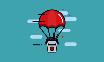 Parachute with Chinese Takeaway Food Delivery Concept