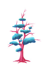 Obraz premium dessin arbre rose et bleu fait main, feutre