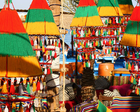 Egyptian open air market, colorful decorations