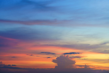 The beauty of colorful clouds in twilight background
