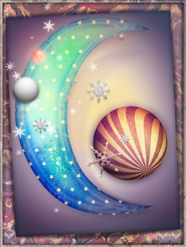 Fairytales moon and starry sky in the dreams landscape