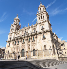 Fototapeta premium Jaen Assumption cathedral lateral view main facade, Spain