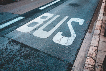bus traffic sign on the road at nice, france