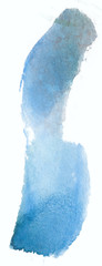 blue watercolor stain. on white background isolated. uneven artistic edges made with a brush, with a texture of drawing paper