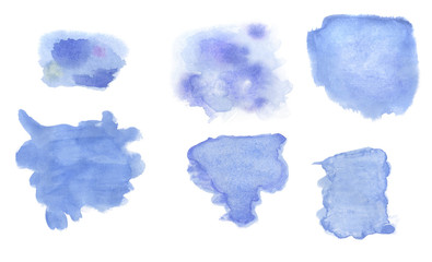 watercolor spots / splashes isolated on white. hand drawn illustration.