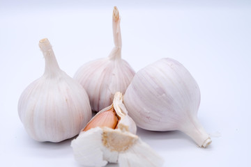 Close up: Garlic isolated on white