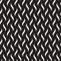Vector Seamless Black and White Wavy Lines Pattern. Abstract Geometric Background
