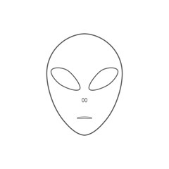 Alien face emoji. Martian head icon. Outline. Vector.