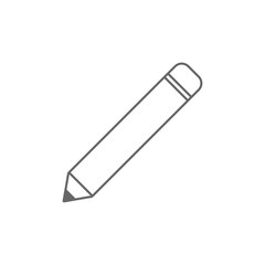 Graphite pencil with eraser. Outline. Vector icon.