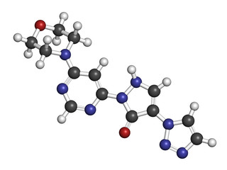 Molidustat investigational anemia drug molecule. Inhibitor of hypoxia-inducible factor prolyl hydroxylase, used as sports doping agent. 3D rendering. 