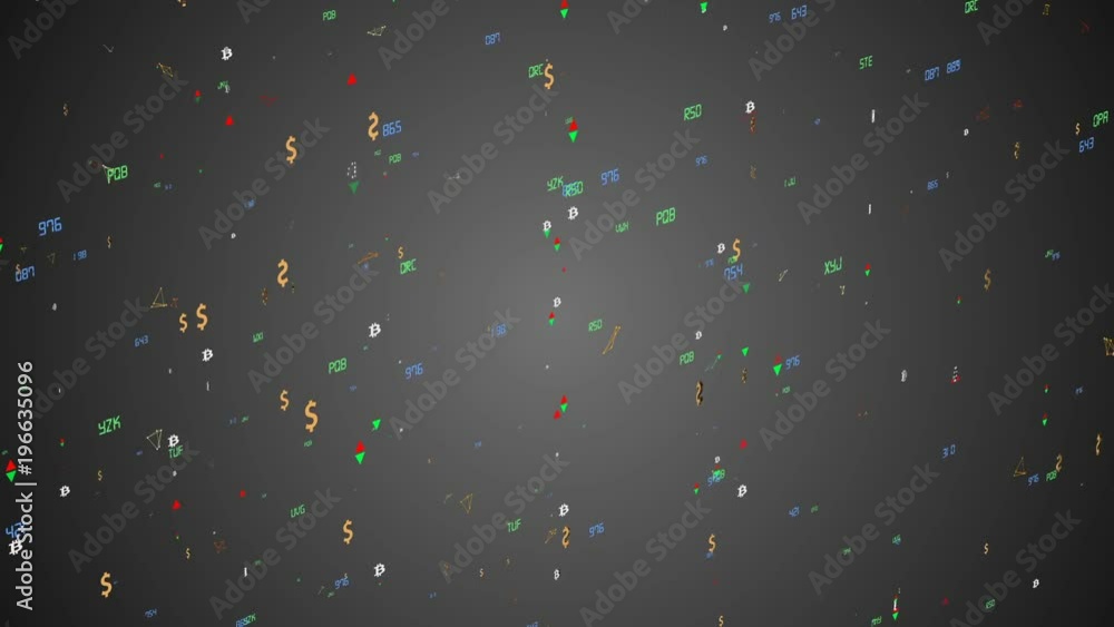 Aufkleber the movement of economic particles. bitcoin and dollar icons. the indicators move to all axes. growt