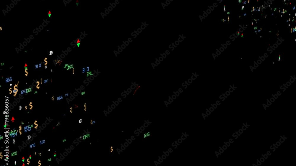 Poster points of economic activity centers in the corners of the screen. the movement of economic particles