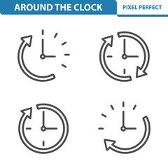 Around The c\Clock Icons. Professional, pixel perfect icons depicting various clock concepts. EPS 8 format.