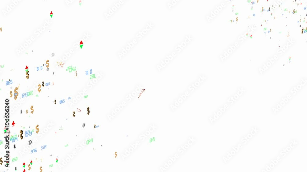 Poster points of economic activity centers in the corners of the screen. the movement of economic particles