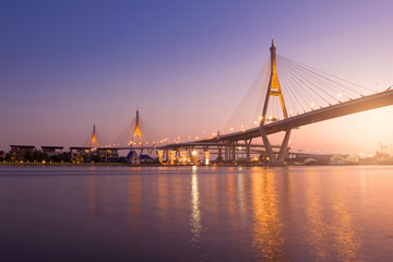 Fototapeta na wymiar Bangkok city skyline blue hour and sunset.