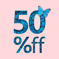 50% discount sale promotion. The concept of stylish poster, banner, ads.