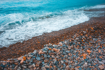 typical colorful stone beach