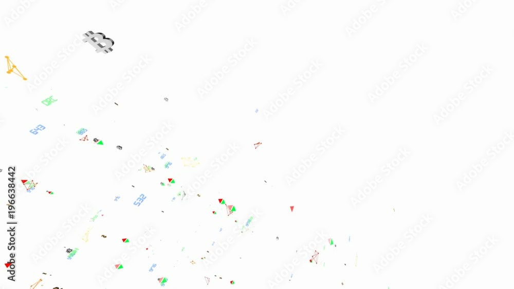 Aufkleber activity at the bottom left of the screen. the movement of economic particles. bitcoin and dollar ic