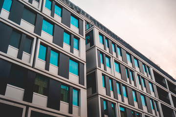 futuristic facade of apartments from exterior view