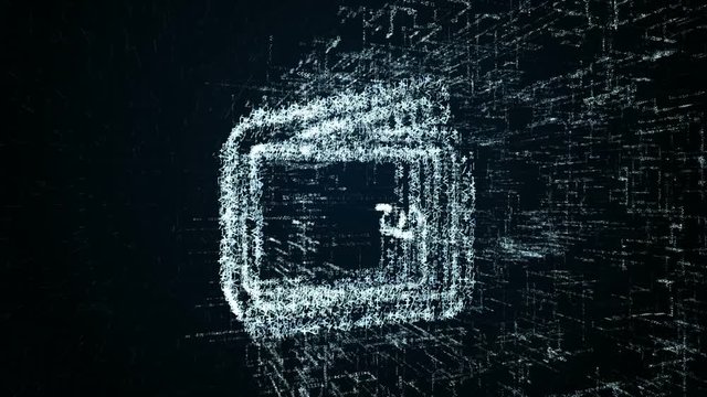 Wallet logo, design consisting of digit code and symbol. Abstract wallet icon in computer network