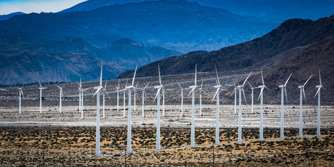 Wind turbine power generating farm California